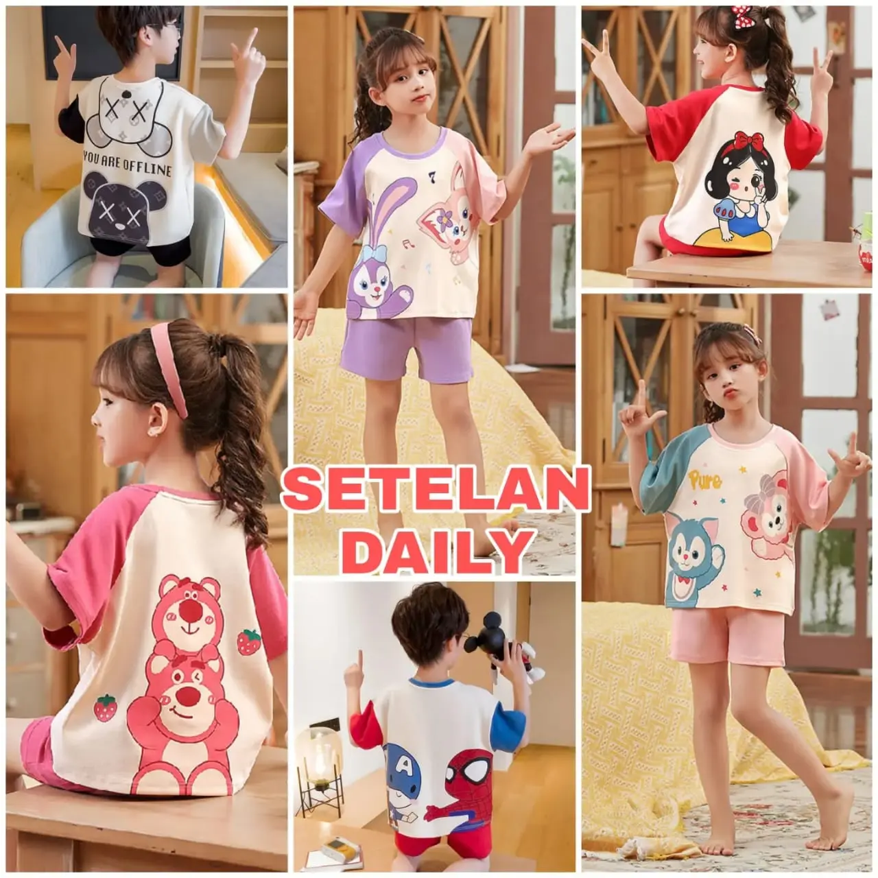TOKYOBERRY SETELAN DALLY BAJU TIDUR CASUAL SANTAI ANAK KOREA IMPORT