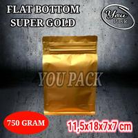 Gambar FLAT BOTTOM SUPER GOLD 750 GRAM ZIPPER GUSSET KEMASAN KOPI-BUBUK-SNACK dari You Pack Kota Surabaya 1 Tokopedia