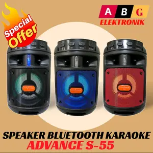 Speaker Advance S-55 S55 Bluetooth Music Box Karaoke Free Mic