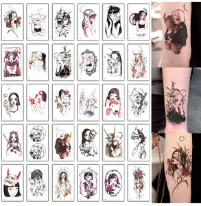 30 PCS Grosir Termurah Stiker Tato Anime Berwarna Karakter Wanita 6x10cm Halal Aman Tidak Beracun Tatoo Temporer KODE CG