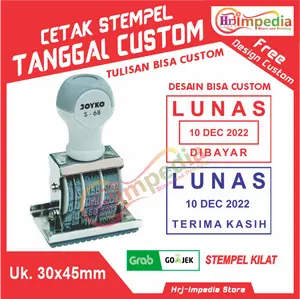 Cetak Stempel Lunas Tanggal + Tambahan Tulisan Custom