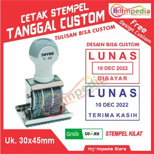 Cetak Stempel Lunas Tanggal + Tambahan Tulisan Custom