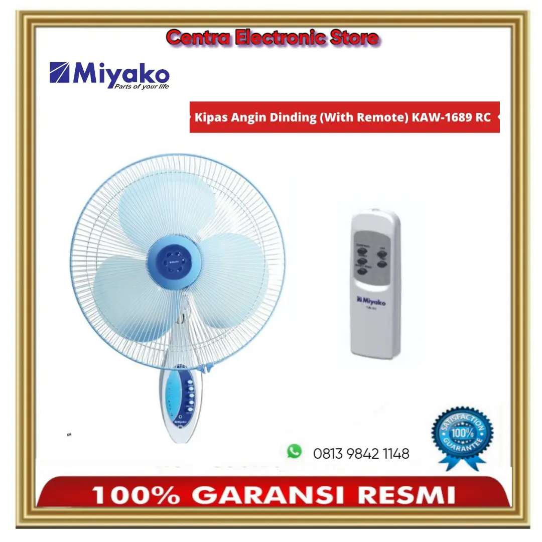 Miyako Kipas Angin Tembok KAW-1689RC-Remot Kontrol