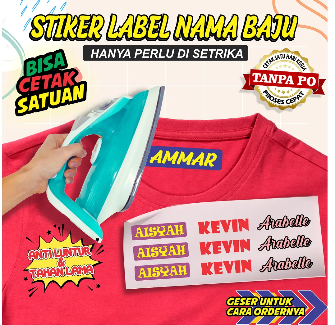 Stiker Sablon Label Nama Kaos / sticker Kain