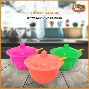 TEMPAT SAMBAL - Bonus Sendok / Wadah Tutup / Tempat Saos dan Kecap