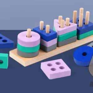 MAINAN EDUKASI ANAK BASIC SHAPE KAYU BALOK GEOMETRI BENTUK WARNA