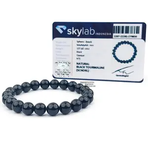 Gelang Tourmaline Hitam Asli Batu Natural Black Turmaline