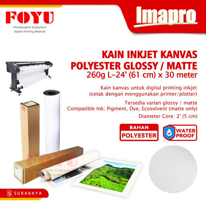 Gambar Kain Kanvas Inkjet Printing Imapro Glossy Matte 260gsm 24 inch 61 cm - Glossy dari Foyu Photo Kota Surabaya Tokopedia