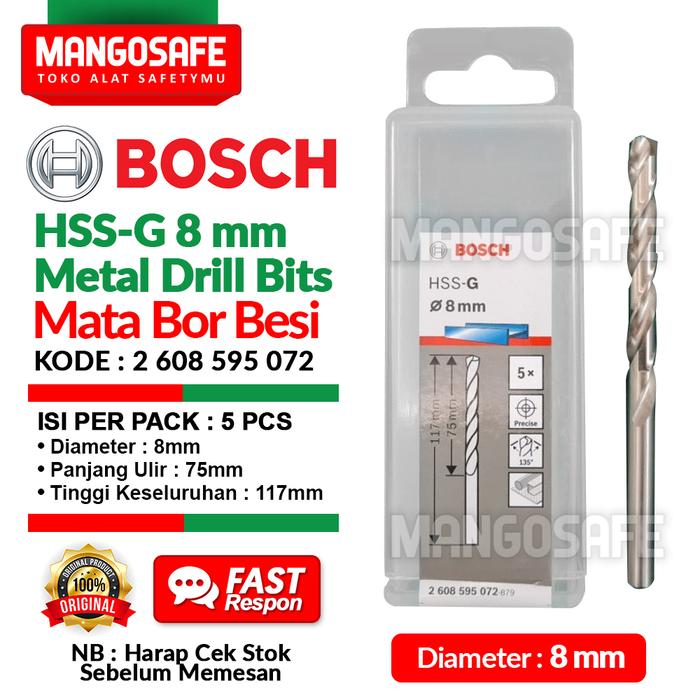 Gambar Set 5 pcs 8mm Mata Bor Besi HSS-G BOSCH 8 mm Metal Drill Bits HSS G dari mangosafe Kota Medan Tokopedia
