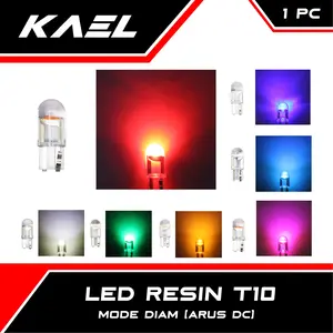 LED Resin T10 Untuk Semua Jenis Motor dan Mobil Lampu Kaca COB Full 360 Derajat Sein Sen Ritting Spidometer Speedometer SpeedoKM Senja Kota Mundur Kilometer KM Kabin Ice Blue Putih Hijau Kuning Pink Merah Biru KAEL