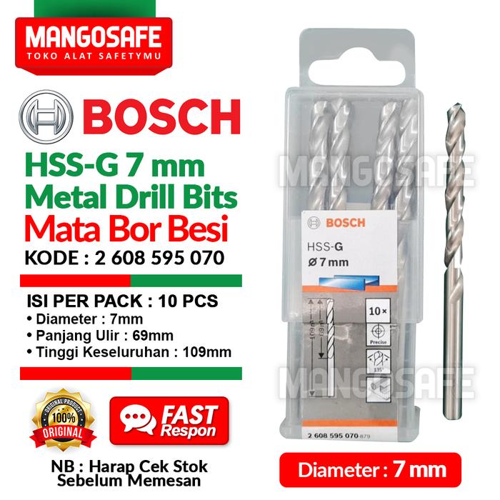 Gambar Set 10 pcs 7mm Mata Bor Besi HSS-G BOSCH 7 mm Metal Drill Bits HSS G dari mangosafe Kota Medan Tokopedia
