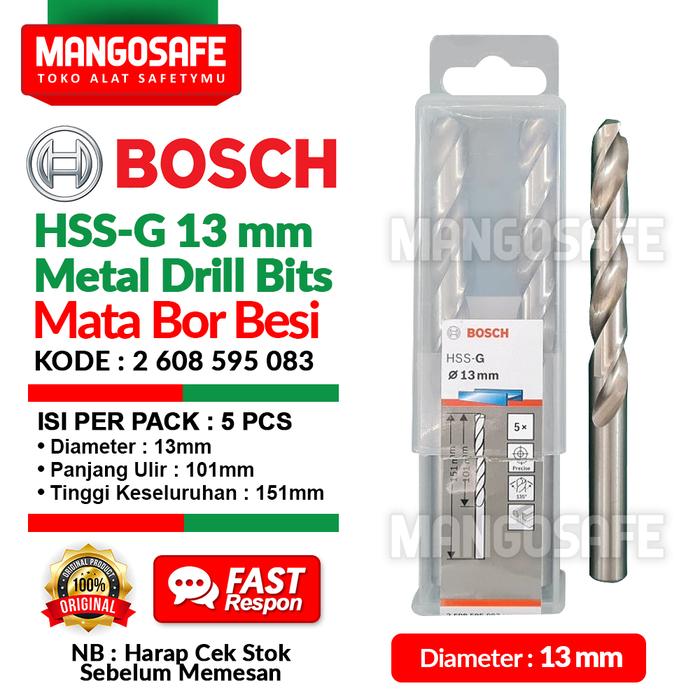 Gambar Set 5 Pcs 13mm Mata Bor Besi HSS-G BOSCH 13 mm Metal Drill Bits HSS G dari mangosafe Kota Medan Tokopedia