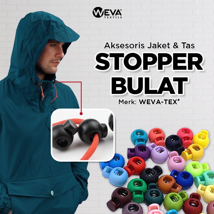 Gambar Stopper Bulat Warna Aksesoris Tas dan Jaket - A1000 dari Weva Textile Kota Surabaya Tokopedia