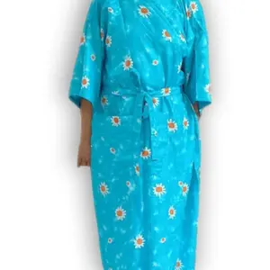 Kimono Dewasa For Women Bahan Katun Rayon / Shantung Motif Parang Biru