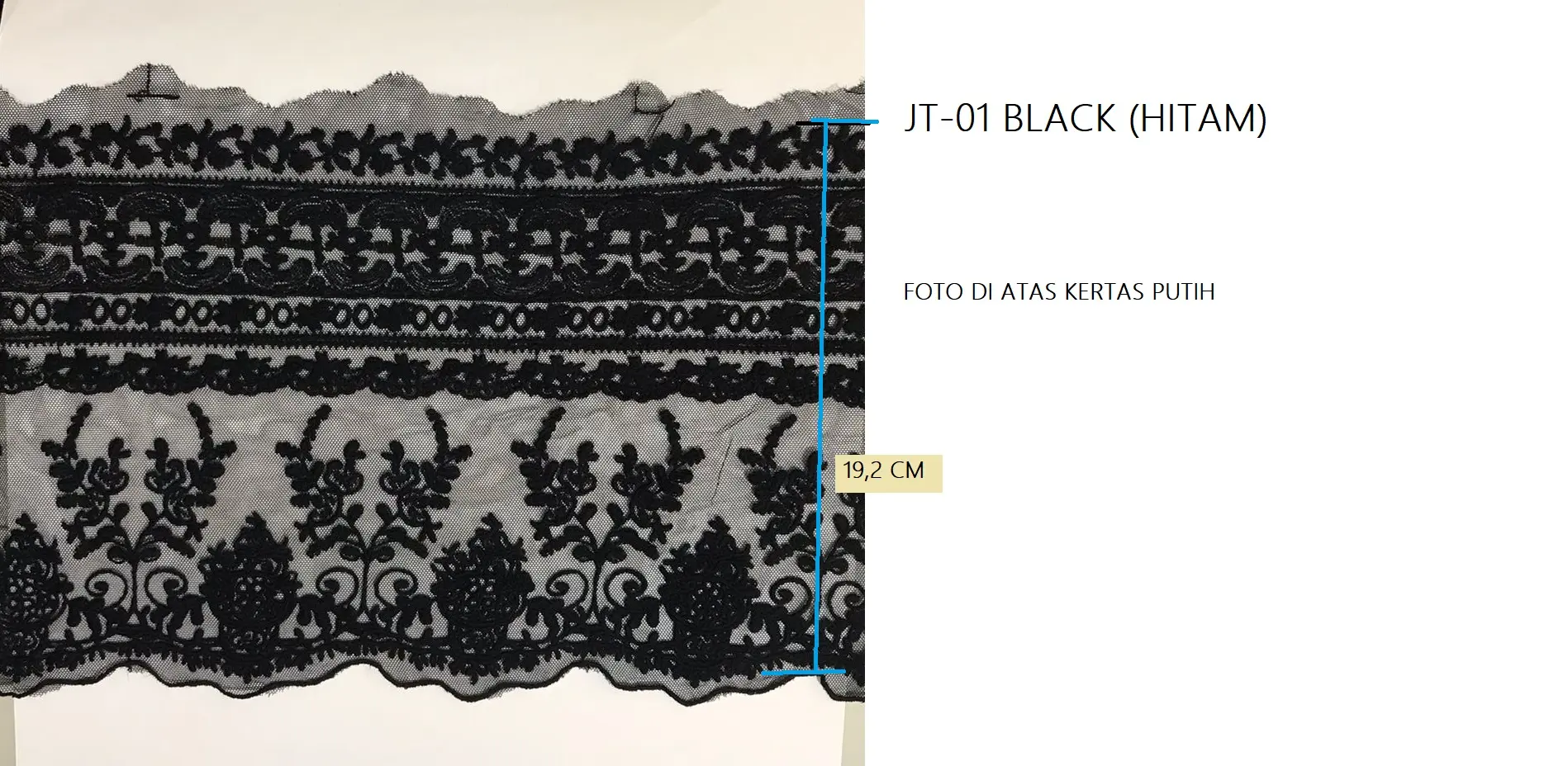 RENDA JT-01 BLACK (HITAM) Lebar: 19,2 cm