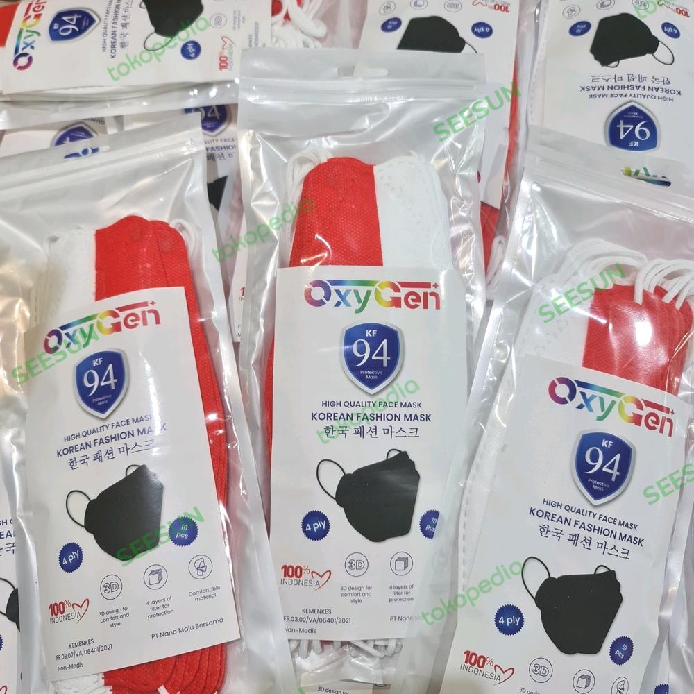 Masker KF94 MERAH PUTIH EVO OxyGen isi 10 pcs 4Ply Filter Kemenkes