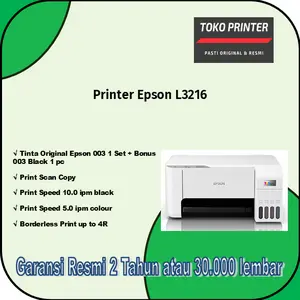 Printer Epson EcoTank L3216 L3210 Warna Putih Print Scan Copy