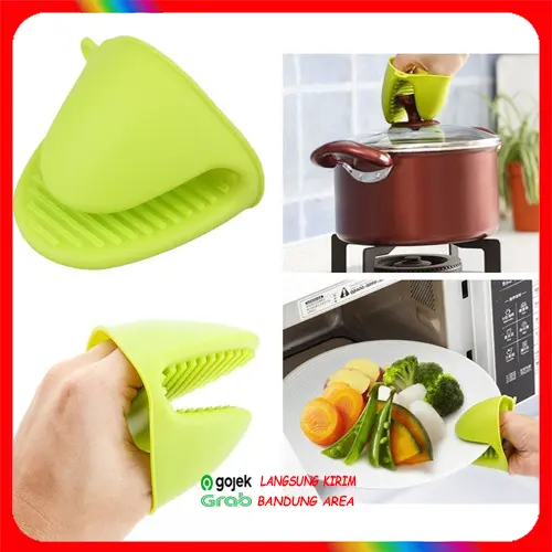 Penjepit Panci Panas Silikon Sarung Tangan Anti Panas 2pcs Tahan Hingga 250°C Elastis dan Praktis untuk Oven & Microwave