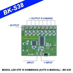 Modul LED Running S38 8 Jalur 8TR 10 Mode Kedip dengan Memory | BK-S38