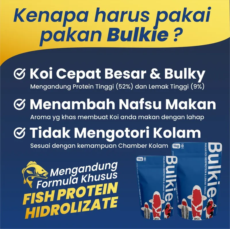 Pakan Pelet Makanan Ikan Koi Apung 1 Kg Bulkie Hi Growth 1