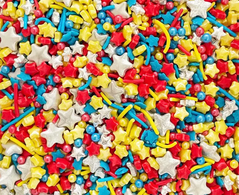 Sprinkles Confetti Hiasan Kue Bintang Merah Biru Putih Kuning 50gr 1