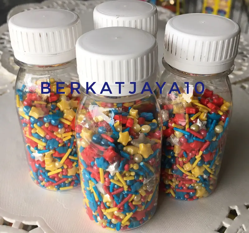 Sprinkles Confetti Hiasan Kue Bintang Merah Biru Putih Kuning 50gr 0