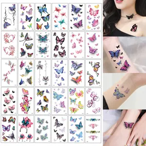 30 PCS Grosir Termurah Stiker Tato Kupu-kupu Berwarna Butterfly Tatto Temporer KODE I Halal Aman Tidak Beracun Ukuran 6x10cm Cocok untuk Pesta dan Selfie