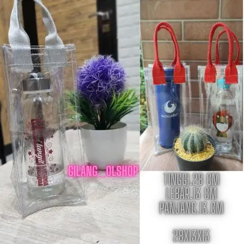 Tas mika PVC hampers handle canvas 14 x 9 x 30 goodie bag event 0