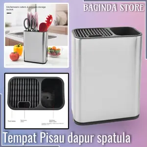 Tempat Pisau Dapur Stand Tool Knife Holder Bahan Stainless Steel