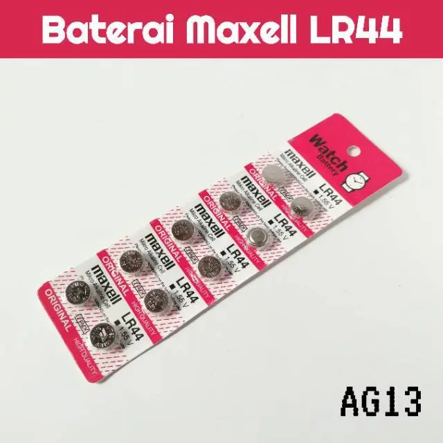 Baterai Maxell LR44 Batrai LR44 1 Strip Isi 10