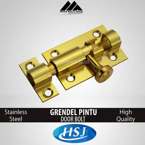 Slot Pintu Kuning/ Barrel Bolt- Jendela Plat Tebal Grendel 2" Inci
