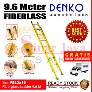 Tangga Fiberglass 9.6 Meter Denko FEL2x16 9,6 M Tangga Lipat PLN