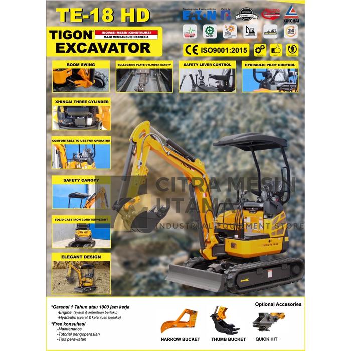 Tigon R180 Jual Mesin Mini Excavator Tigon TE-18 HD Kapasitas 1.76 Ton Engine ...