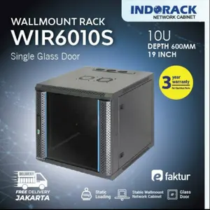 WALLMOUNT RACK INDORACK WIR6010S 10U 600MM 19 INCH - SINGLE GLASS DOOR