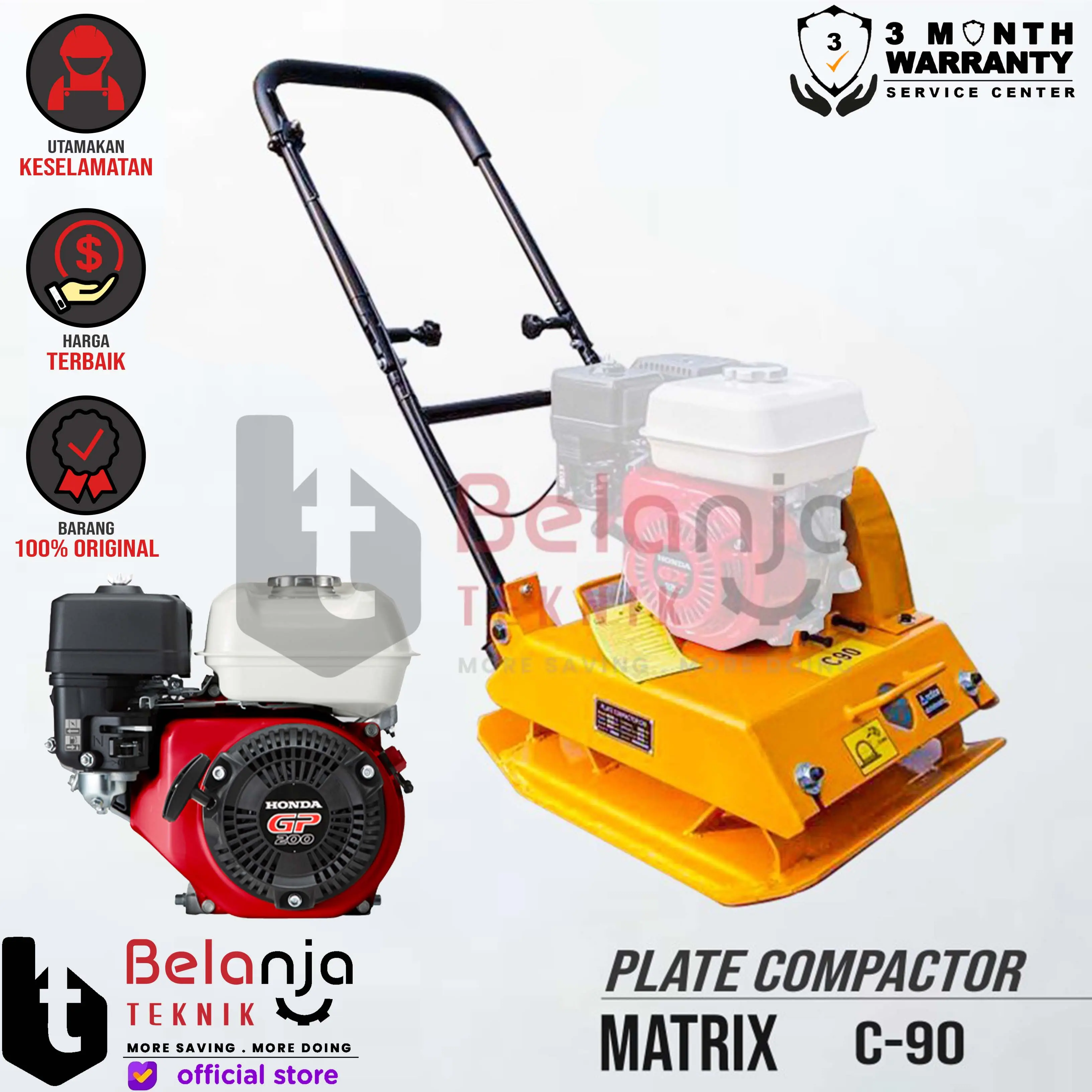 Matrix Plate Compactor C-90 Mesin Stamper Kodok + Honda GP 200 Jialing
