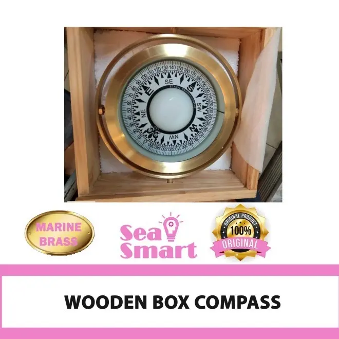 Kompas Kuningan Kapal 6 inchi dengan lampu /Compass Box with light 12V
