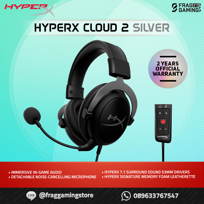 Gambar Hyperx Cloud 2 Silver / II Gun Metal Gaming Headset dari FRAG GAMING STORE Kota Administrasi Jakarta Utara Tokopedia