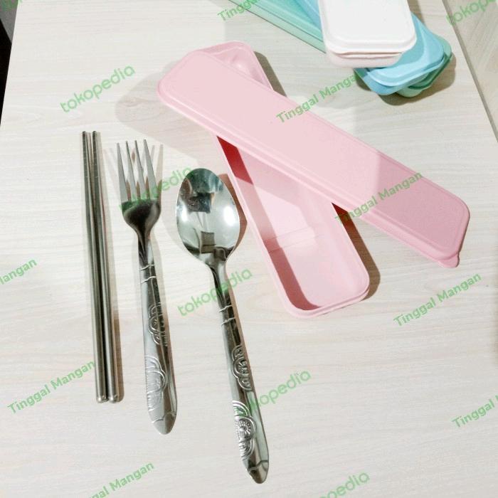 Gambar Set Alat Makan Stainless (Sendok Garpu Sumpit) dari Tinggal Mangan Kota Surabaya Tokopedia