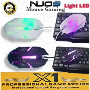 Mouse Kabel Gaming Original NUOS LED X1 Mouse Game RGB Colorfull LED