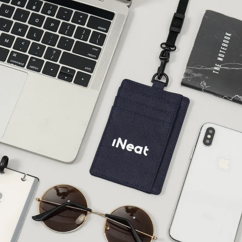 iNeat Card Holder Lanyard ID Card Nametag Wallet Navy 0