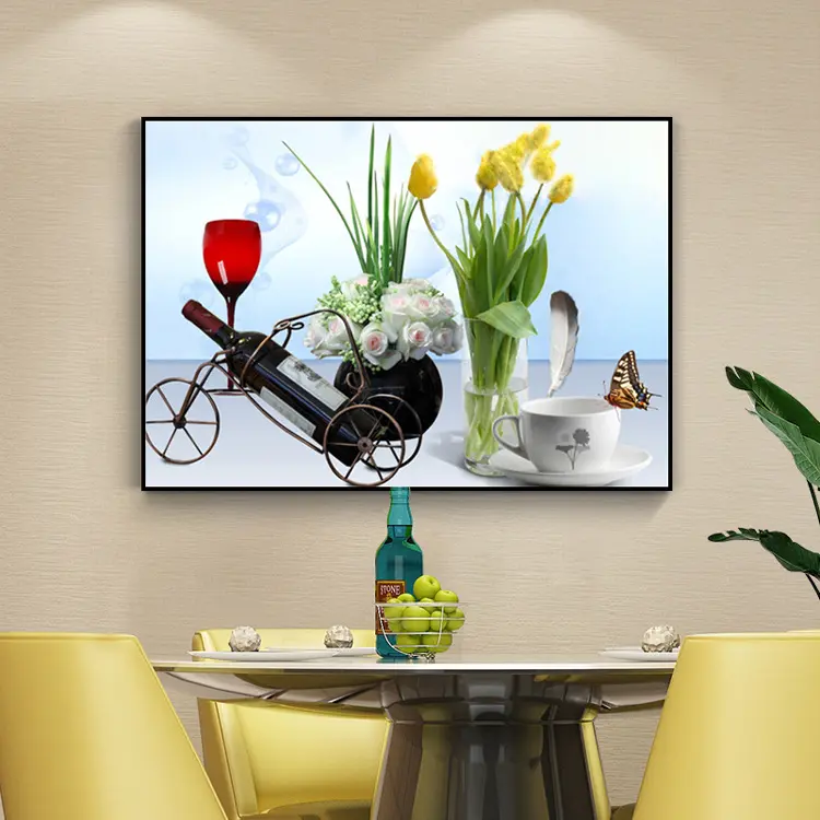 DIY Diamond Painting Full meja makan bunga dan wine 60×42 cm D810