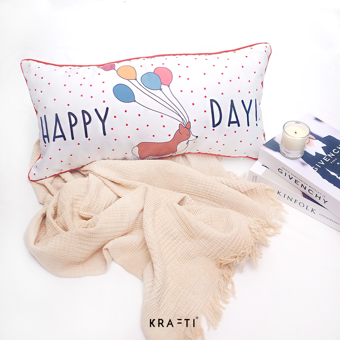 Gambar Krafti - Bantal Sofa / Bantal Panjang / Bantal 30x60cm/Happy Day Corgi - Sarung Saja dari Krafti Project & Living Kota Administrasi Jakarta Pusat Tokopedia