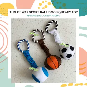 Dog Squeaky Toy Tug of War Sport Ball Mainan Bola Anjing dengan Bunyi
