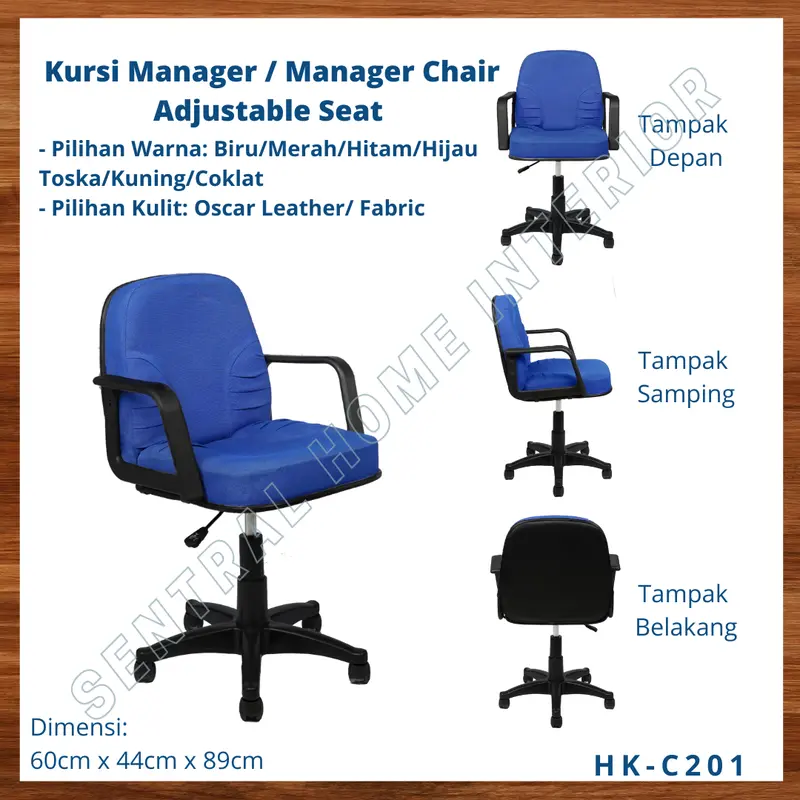 Kursi Bangku Manajer/Kantor/Kerja - Roda Hitam Nylon | HK-C201 0