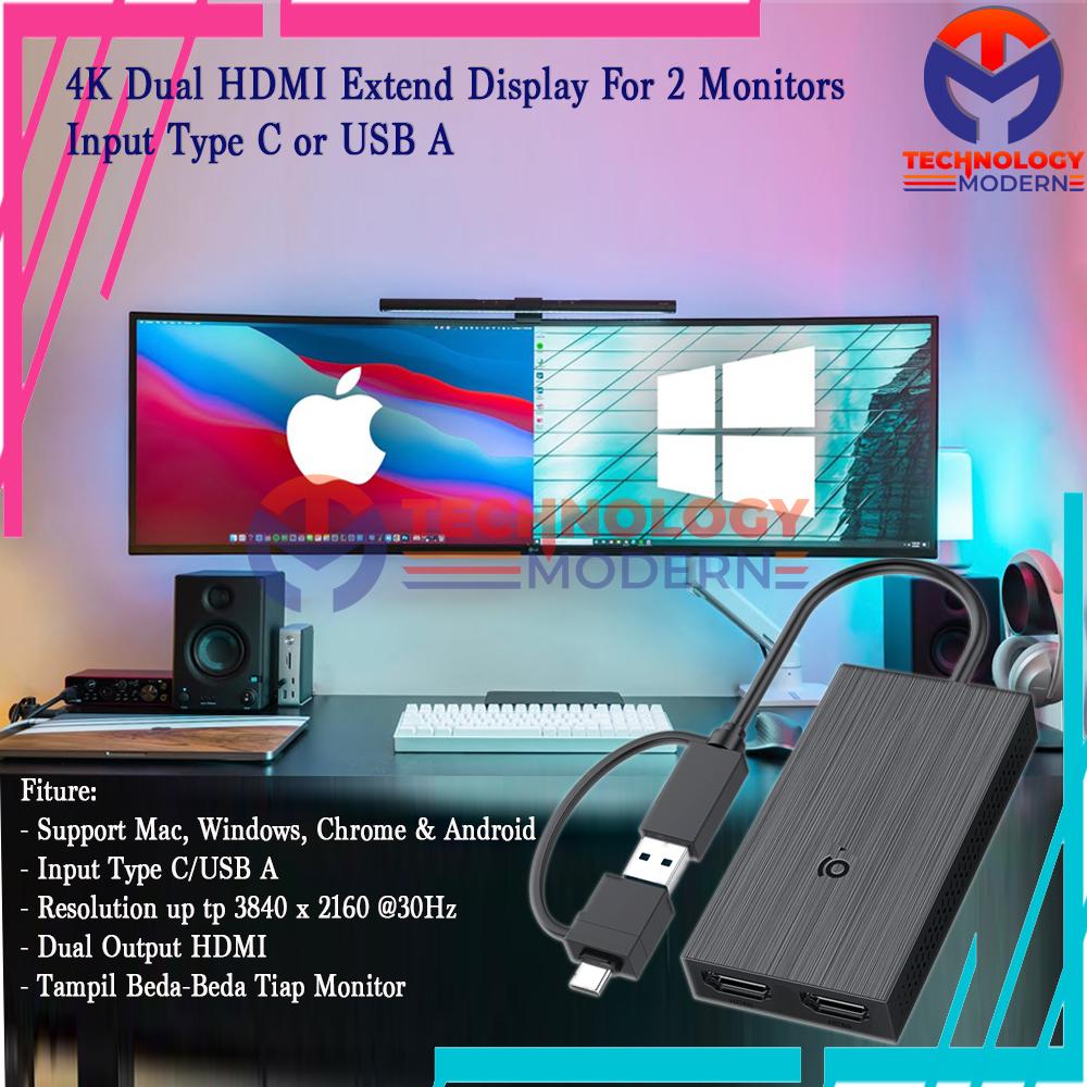 4K Multiple Monitor USB 3.0 to Dual HDMI Extend Display 2 Monitor