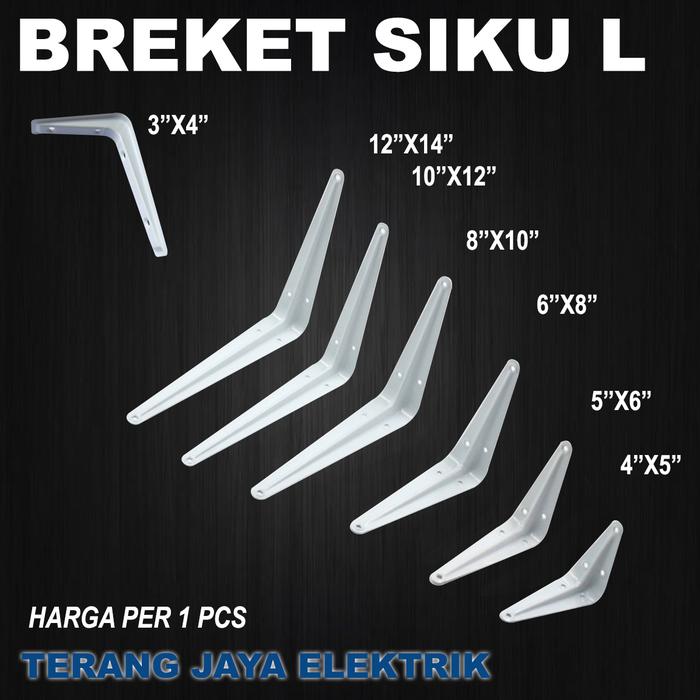 Gambar Breket Siku L / Shelf Bracket / White Corner Shelf 3"-14" Per 1 pcs dari tjeaudiopro Kab. Tangerang Tokopedia