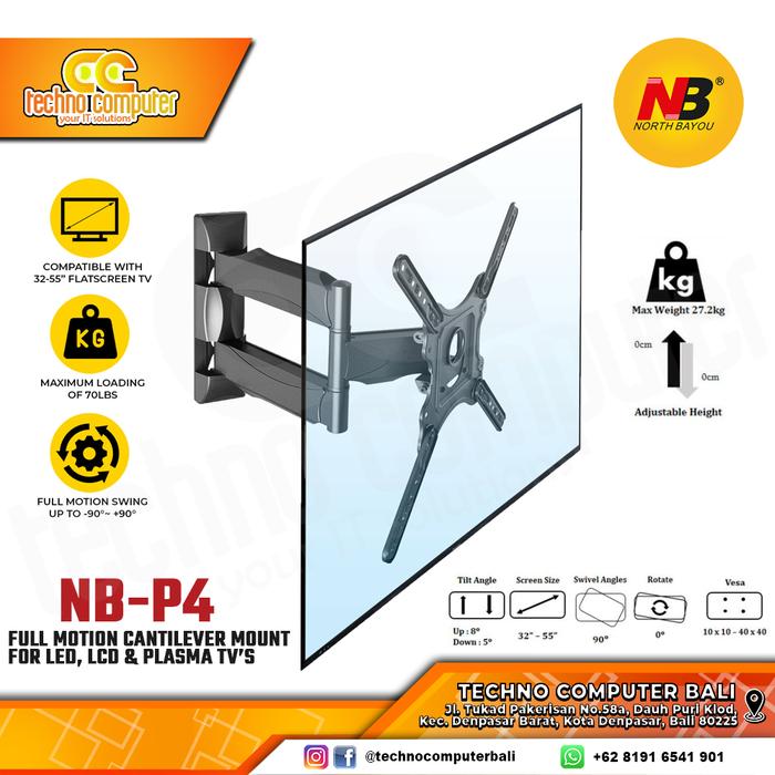 Gambar Bracket Monitor TV 32-55inch North Bayou NB-P4 Wall Fixed dari Techno Computer Bali Kota Denpasar Tokopedia