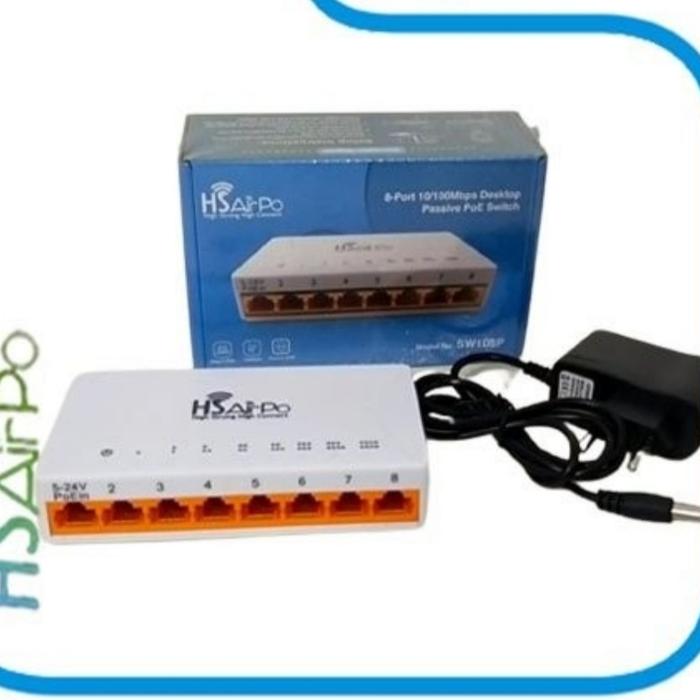 Gambar HS AIRPO HSAIRPO SW108P 8Port Desktop Switch hub 10/100Mbps dari Jalan Online Kota Bandung Tokopedia