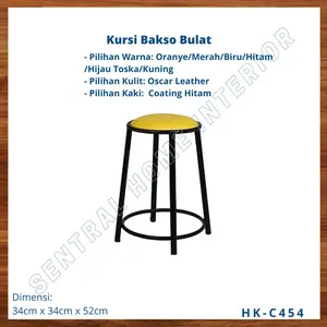 Kursi Bangku Bakso Bulat - Kaki Coating Hitam | HK-C454