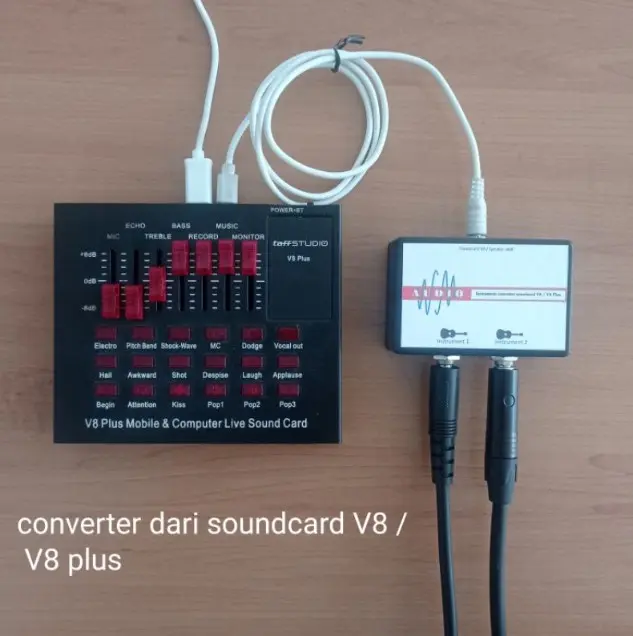 Dijual Converter Gitar soundcard V8 2 Input suara jernih bergaransi |